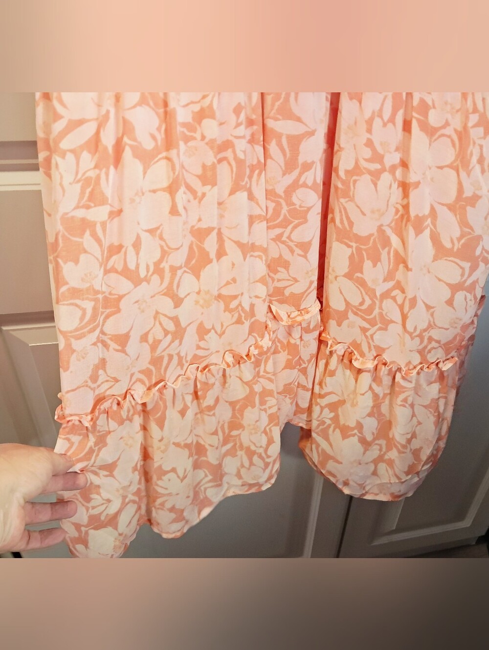 Torrid Coral Floral Chiffon Ruffle Deep V-Neck Smocked Back Mini Dress Plus Size - Picture 5 of 12
